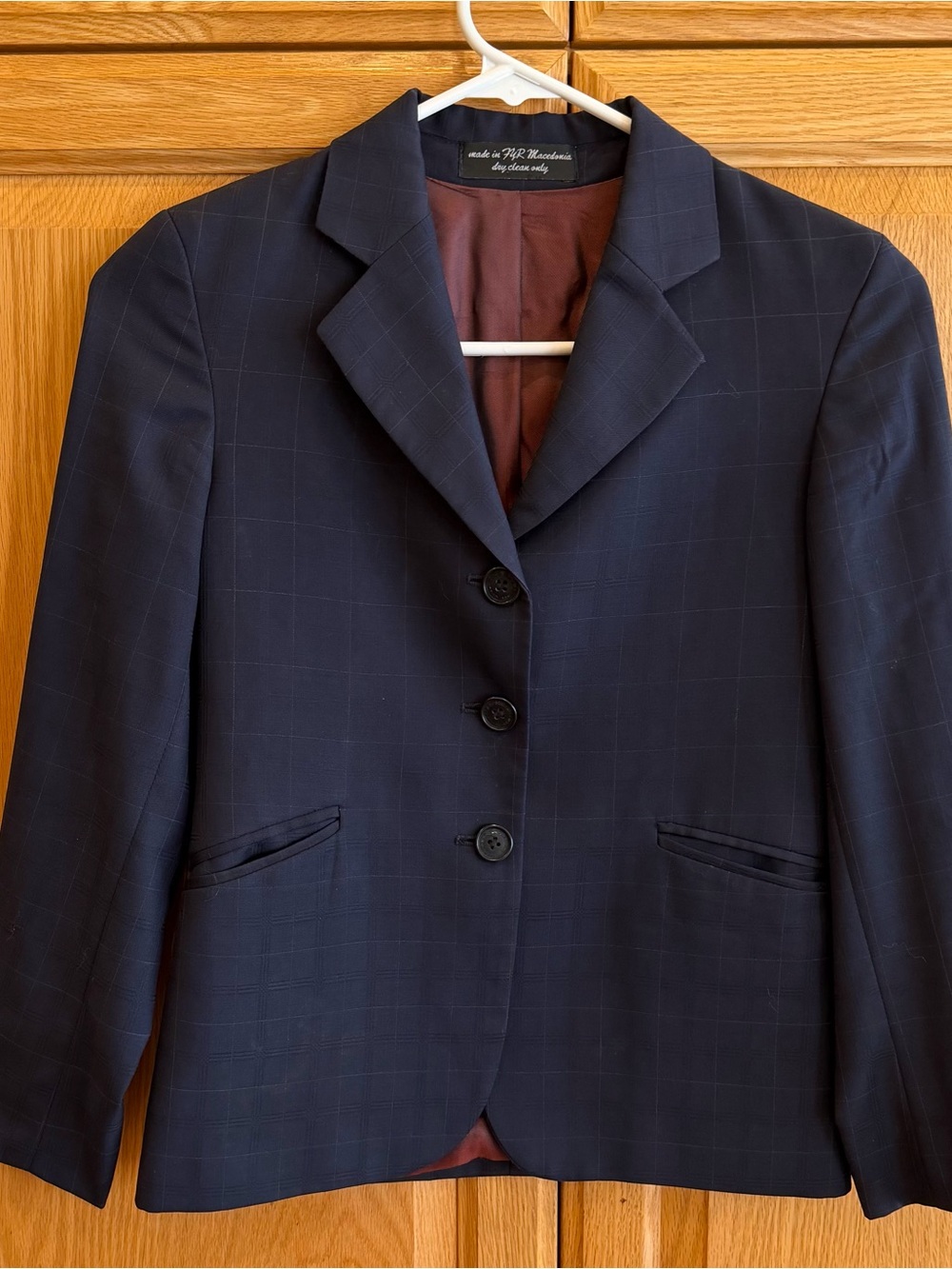 RJ Classic platinum Super 120S Fine Worsted Wool Coat Navy Plaid Kids 12S